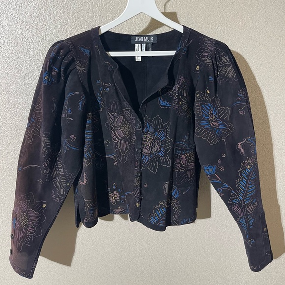 JeanMuir Floral Leather Black Jacket